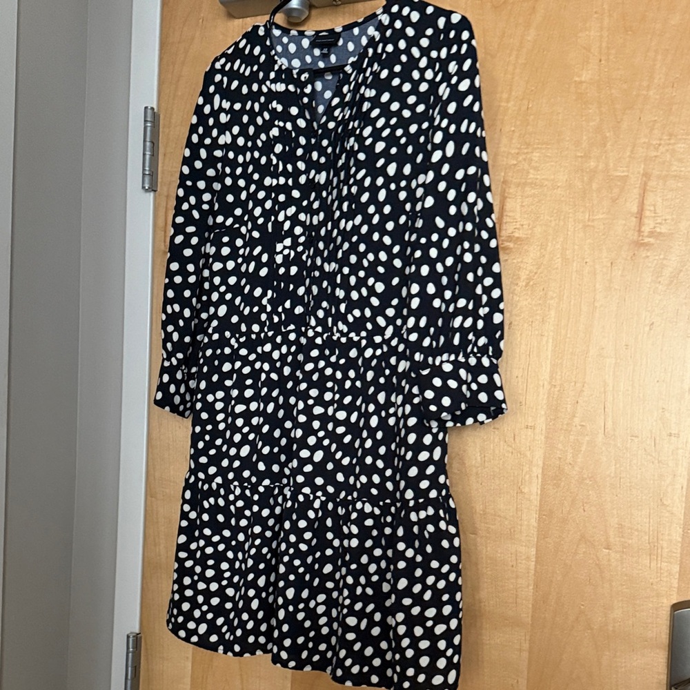 Black and white polka dot long sleeve dress